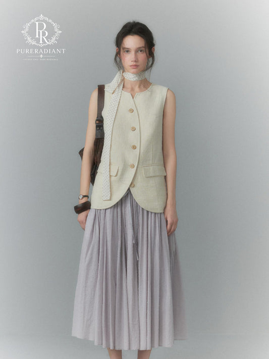 Lavande Pleated Texture Midi Skirt