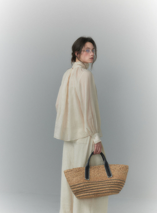 Atelier Ramie Ribbon Relaxed Shirt