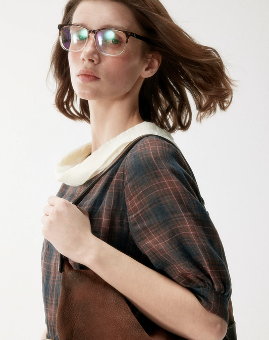 Belle Époque Linen Plaid Dress