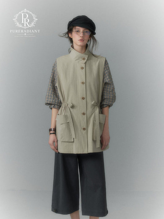 Sage Haze Layered Utility Trench Vest