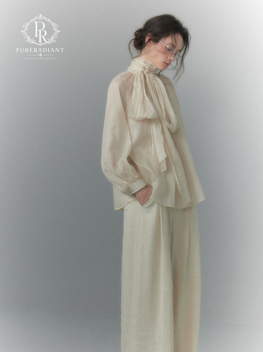 Atelier Ramie Ribbon Relaxed Shirt