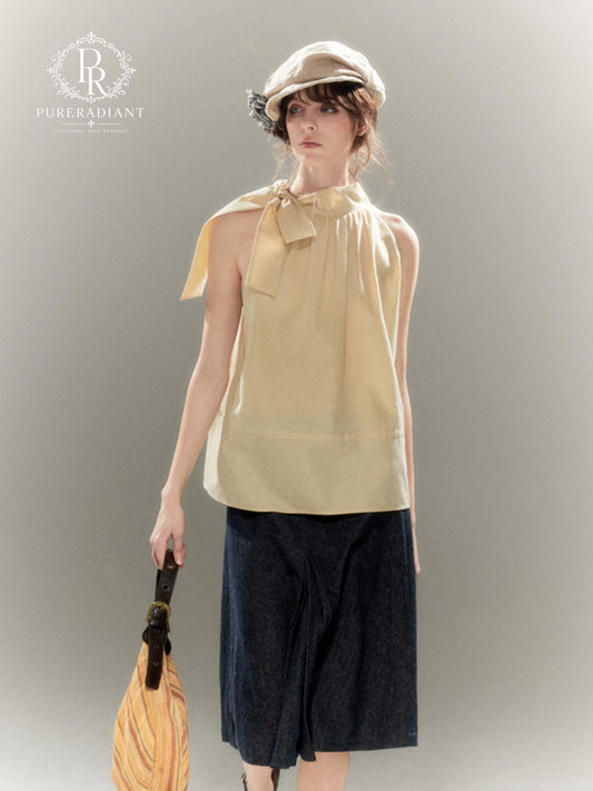 Golden Willow Gingham Tie Blouse
