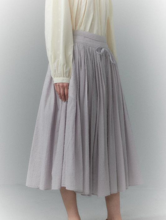 Lavande Pleated Texture Midi Skirt