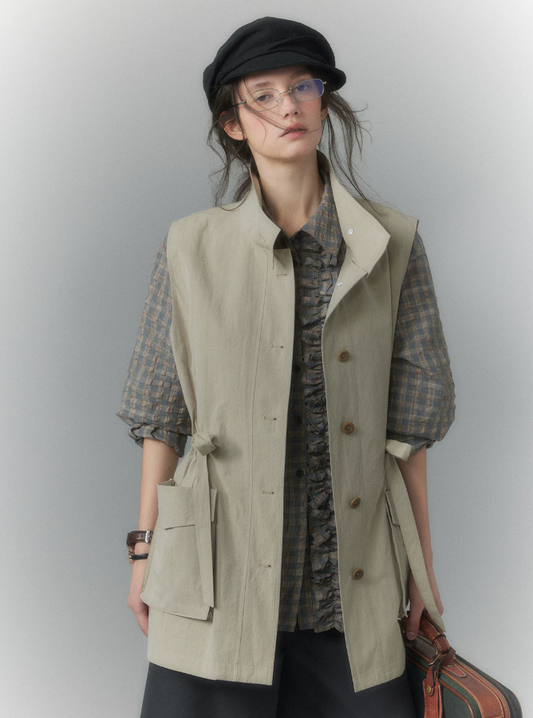 Sage Haze Layered Utility Trench Vest